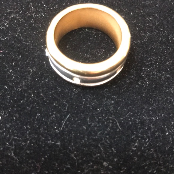 18k Gold electroplate cz Chip ring - Picture 2 of 2
